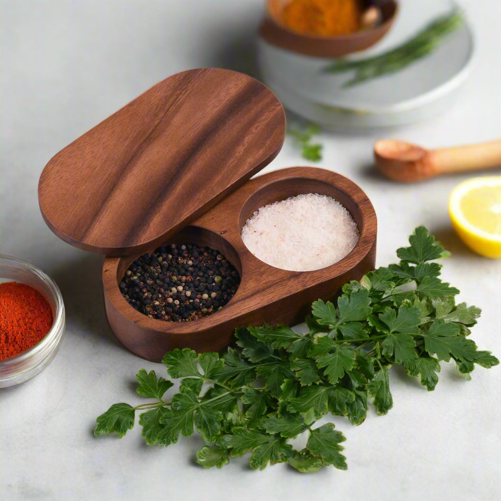 Acacia Wood Salt & Pepper Pinch Pot by Kalmar Home