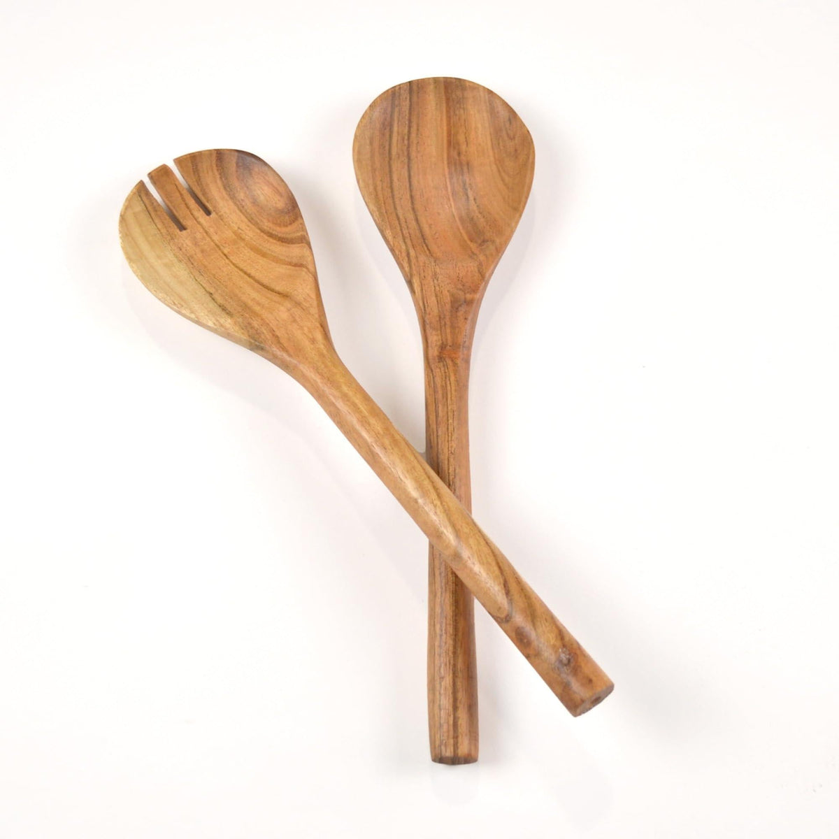 Acacia Wood Salad Servers — 2-Piece Set by The Fine Living Co.